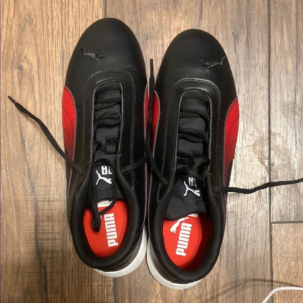 Puma Black and Red Sneakers with Signature Formstrip